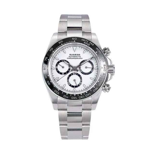 Sugess Automatic Chronograph S418-2.002 White Dial Ceramic Bezel Pr kol saati