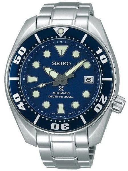 Seiko Scratch and Dent - Sumo Prospex Automatic Dive Watch with Blue Dial and Stainless St