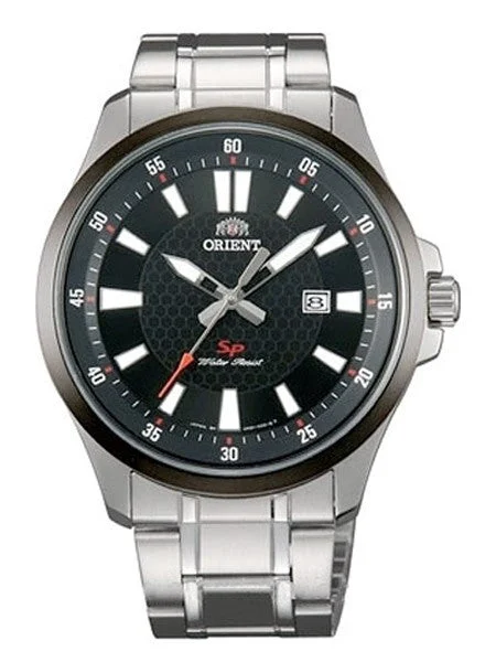 Orient Commander Quartz Watch with Honeycomb Black Dial and Bezel #UNE1001B kol saati