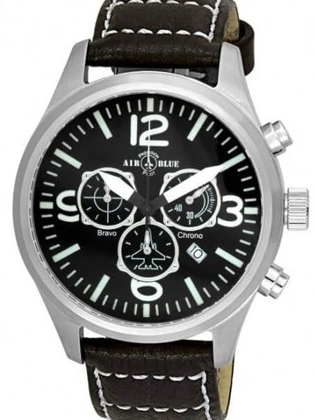 Air Blue Bravo Cockpit Chronograph Pilot Watch with 44mm Case, Sapphire Crystal #BRAVOCHRO