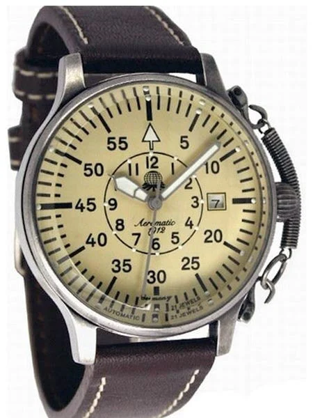 Aeromatic Automatic Aviator's Watch with Retro Crown Retention Spring #A1383 kol saati