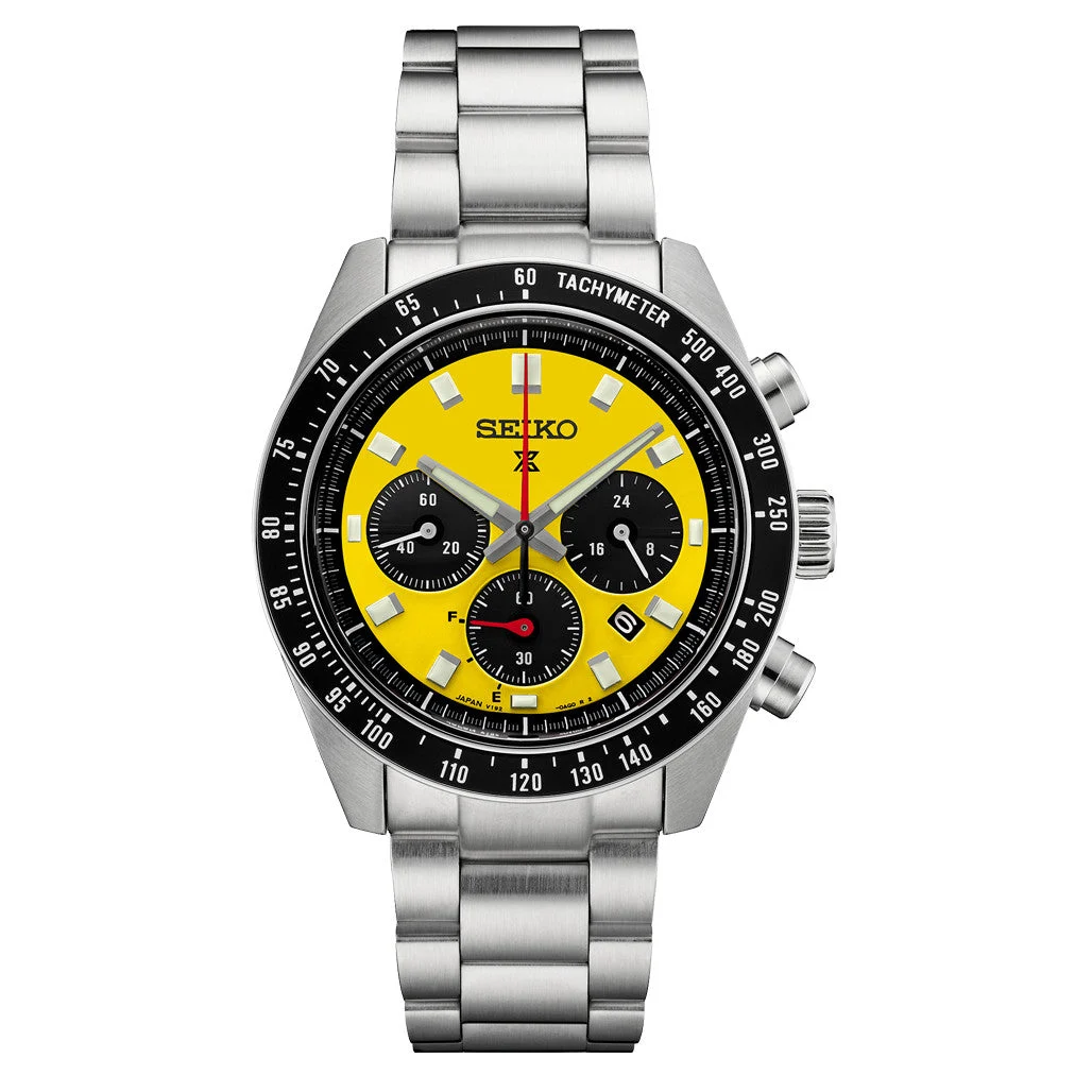 Seiko Prospex US Special Edition 41mm Speedtimer Solar Chronograph with Yellow Dial #SSC929 41 mm kol saati