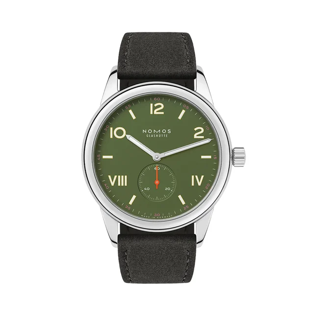 NOMOS Glashütte Club Campus Glass Back 38.5mm - Olive on Leather Strap 739.GB kol saati