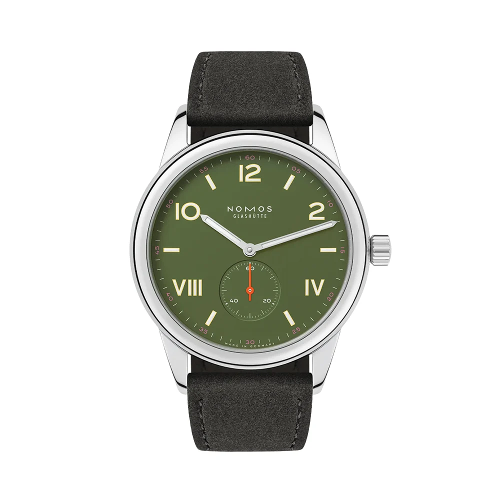 NOMOS Glashütte Club Campus Glass Back 38.5mm - Olive on Leather Strap 739.GB 38.5 mm kol saati