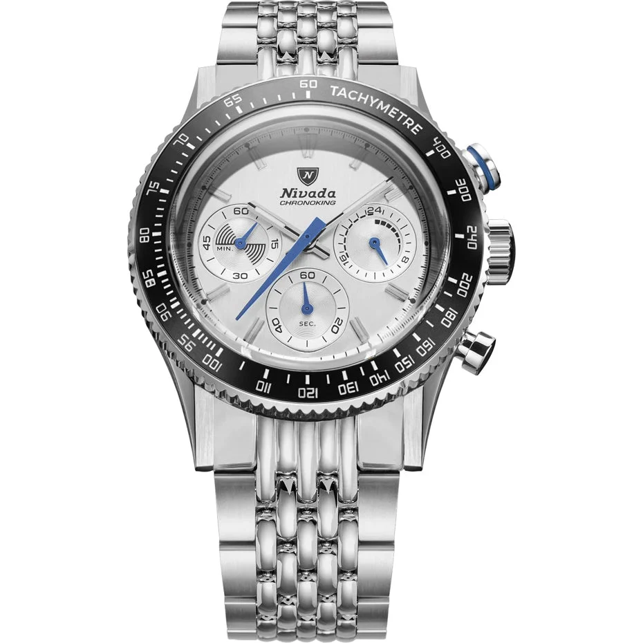 Nivada Grenchen Chronoking Mecaquartz Racing Grey On Beads Of Rice Bracelet 87046Q04 38 mm kol saati