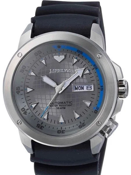 J. Springs Automatic 21-Jewel Sport Watch with Day and Date, Grey Dial #BEB086 kol saati
