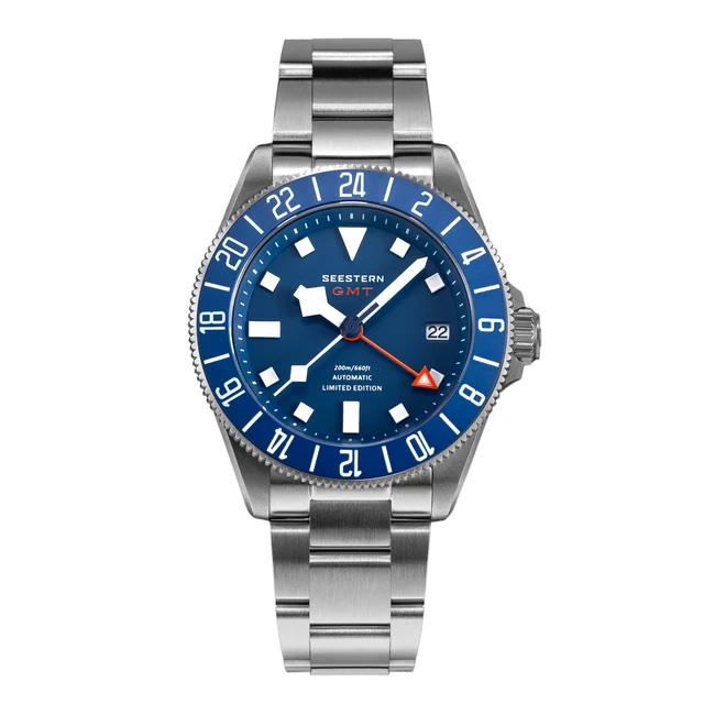 Sugess Seestern S462 Titanium Professional GMT Diver Blue Dial Blue Bezel Limited Edition
