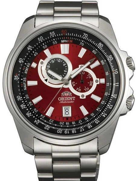 Orient Apex 21-Jewel Automatic Sport Watch with 24-Hour Sub-Dial, 45mm SS Case #ET0Q003H k