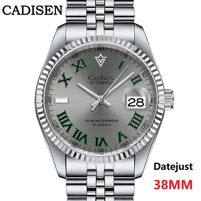 Cadisen Watches Official Store CADISEN C8211 Dayjust Dress Watch 38mm Miyota 8215 AR Sapph