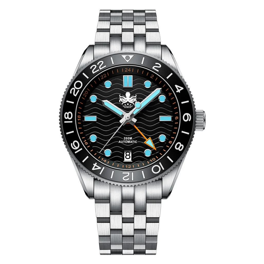 Phoibos Wave Master GMT Automatic Watch with Black Dial #PY049C 46 mm kol saati
