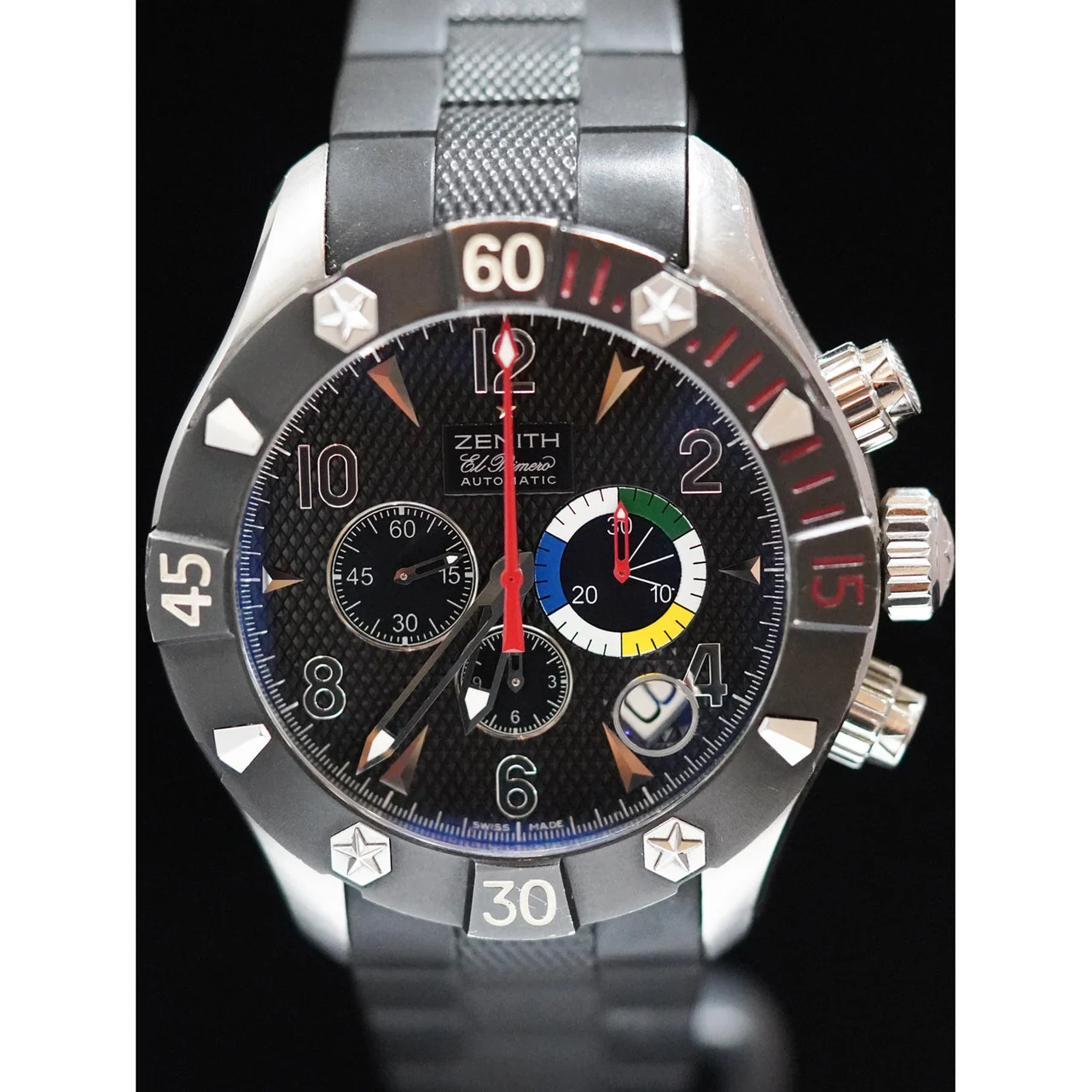 Zenith Primero Defy Black Dial 210009N32331 46.5 mm kol saati