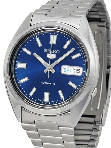 Seiko Sports 5 Automatic Blue Dial Watch with Stainless Steel Bracelet #SNXS77 kol saati