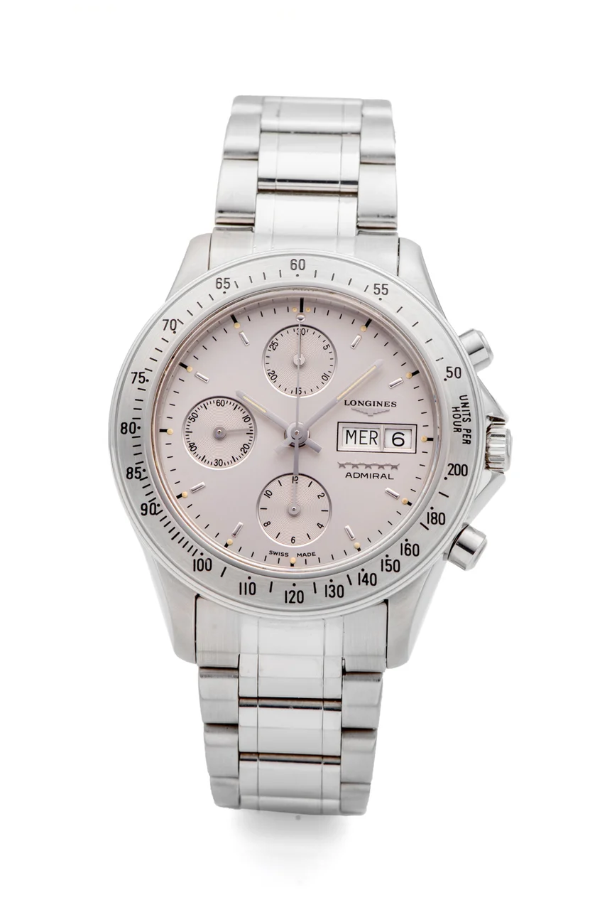 Longines Ref. L3.603.4, self-winding, chronograph, minute and hour counters, day and date; “Admiral”; stainless steel kol saati