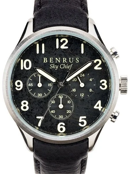 Benrus Stainless Steel, Military-Inspired Quartz Sky Chief Chronograph #BR004A kol saati