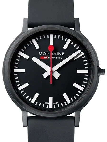 Mondaine Railways Stop2Go Swiss Quartz Watch with a 41mm Black PVD Case, Sapphire Crystal