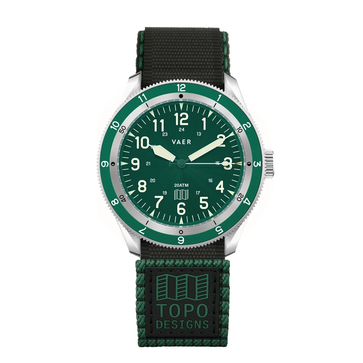 Vaer DS4-TPG38-TOPO20BLK-TOPO20GRN-SIL20BLK 38 mm kol saati