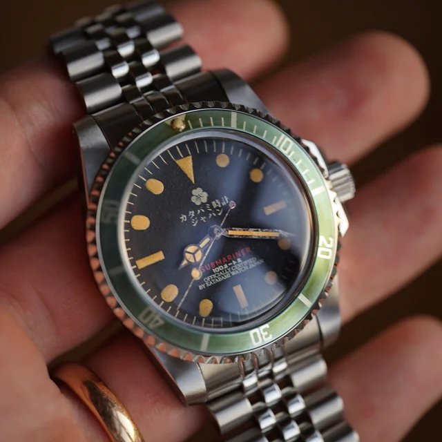 KATABAMI WATCH JAPAN 【STOCK】 The diver “BASIC GREEN” kol saati