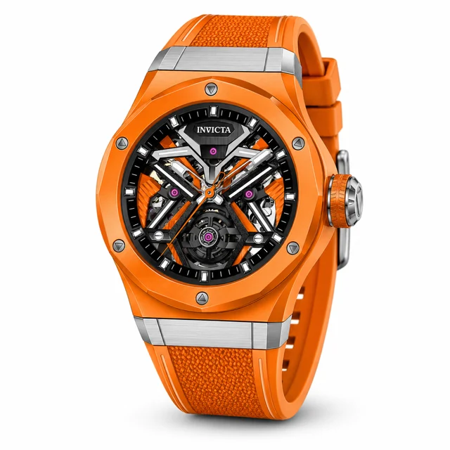 Invicta Celestial Orbitha Automatic Watch w/ Skeleton Dial - 45mm, Orange (69545) kol saat