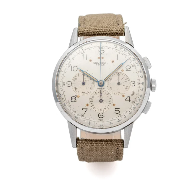 Universal UNIVERSAL, REF. 22430, “UNIVERSALONE”, OVERSIZE PILOT CHRONOGRAPH, STEEL kol saa