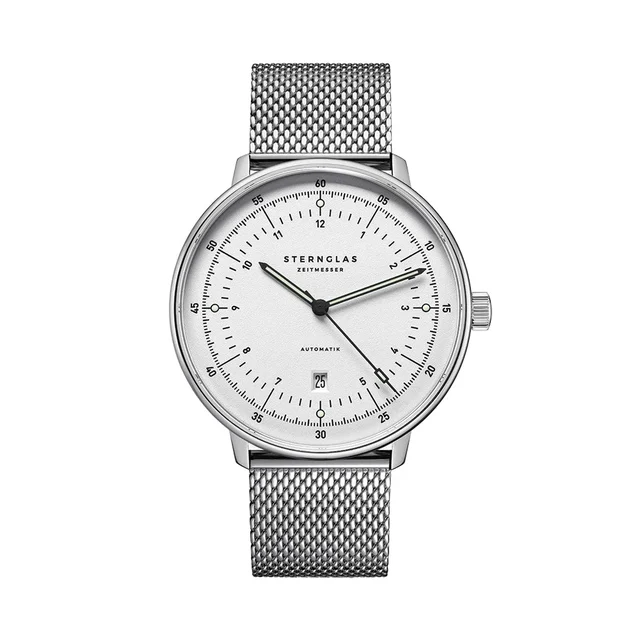 Sternglas Hamburg Automatic 42mm - Silver on Bracelet S02-HH47-MI04 kol saati