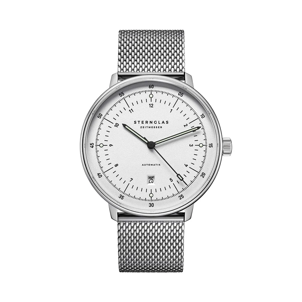 Sternglas Hamburg Automatic 42mm - Silver on Bracelet S02-HH47-MI04 42 mm kol saati