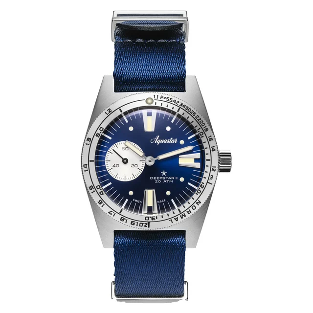 Aquastar Deepstar II Dive Watch with Blue Ray Dial #AS-776026 kol saati