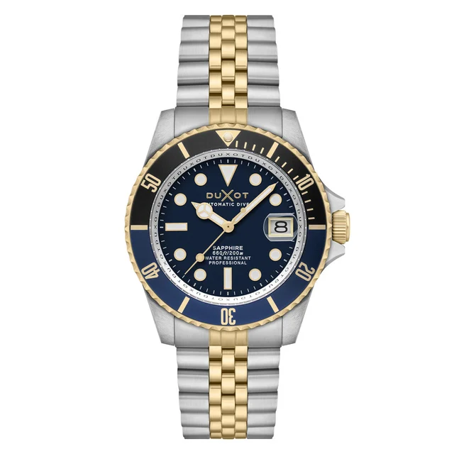 Duxot Atlantica Automatic Dive Watch with Two Tone Blue Dial #DX-2057-AA kol saati