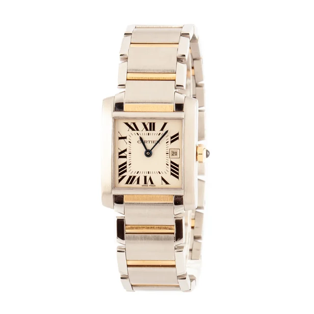 Cartier Tank Francaise Two Tone Silver Dial W51012Q4 kol saati