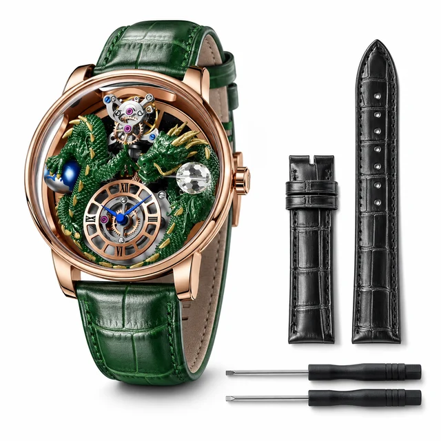 Invicta Objet D Art Dragon Edition Swiss Ronda 762 Caliber Watch - 45.5mm, Green with Inte