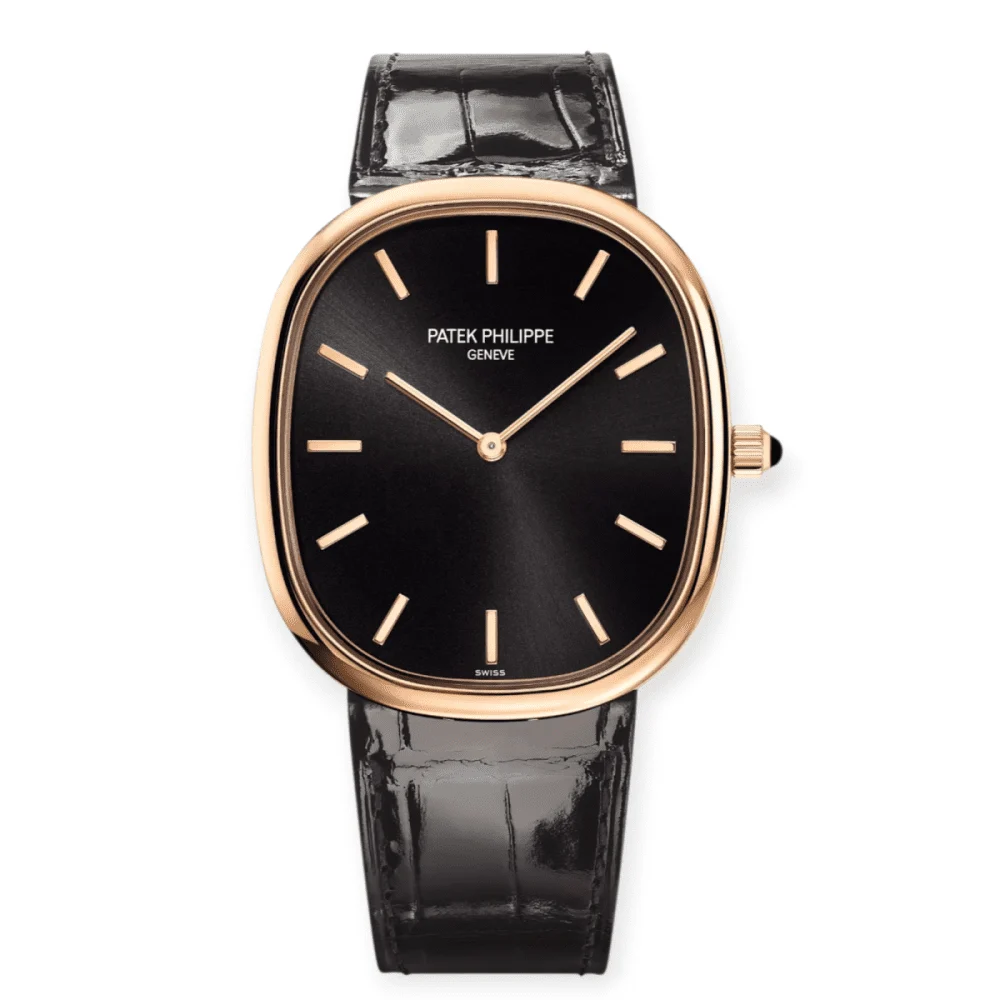 Patek Philippe Golden Ellipse Rose Gold Black Dial Pre-Owned Patek Philippe Golden Ellipse Rose Gold Black Dial 35 mm kol saati