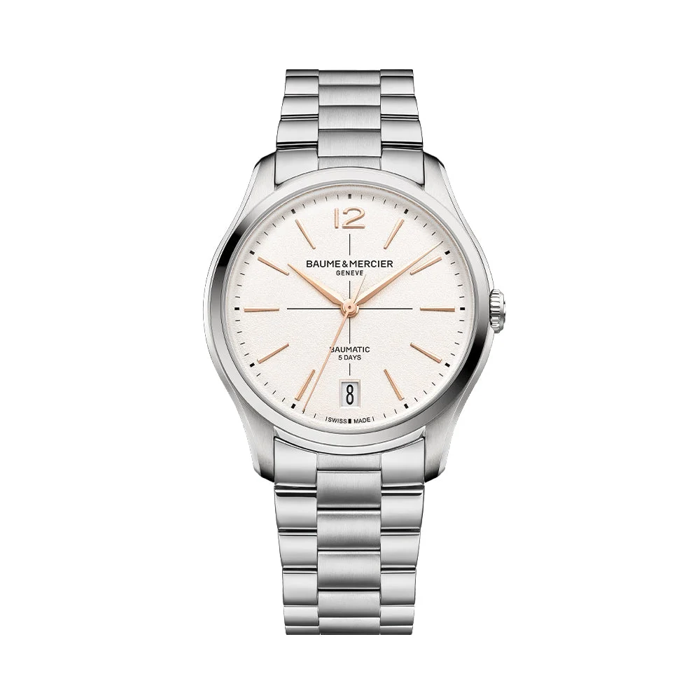Baume Et Mercier Clifton Round Baumatic 39mm - White on Bracelet M0A10793 39 mm kol saati