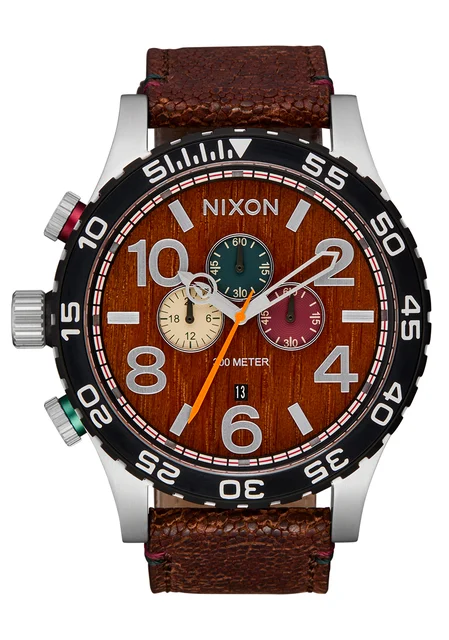 Nixon US Chrono Leather - Silver / Rosewood / Chocolate A1392-5341-00 kol saati