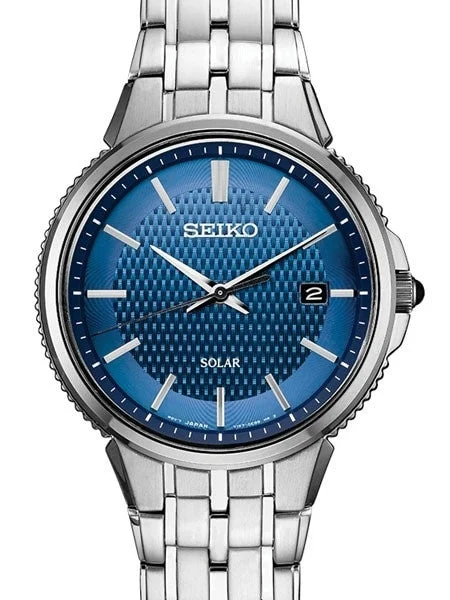 Seiko Blue Dial Solar Watch with 40mm Stainless Steel Case and Bracelet #SNE507 40 mm kol saati