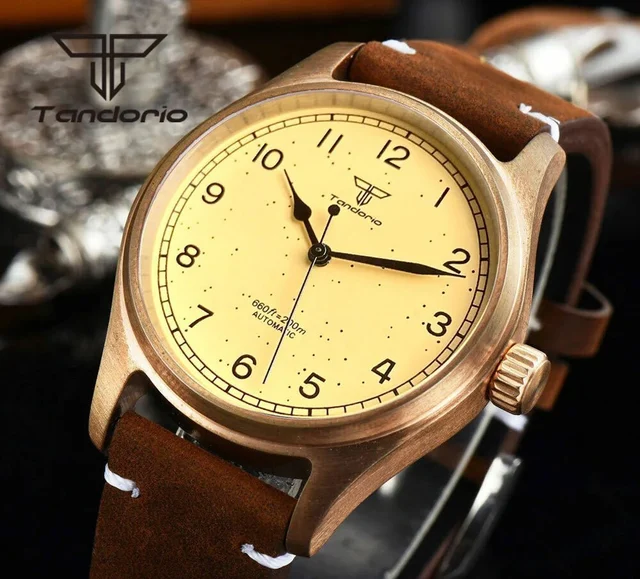 Tandorio Real Bronze/ Stainless steel 39mm 20bar Pilot Automatic NH35A PT5000 AR Sapphire