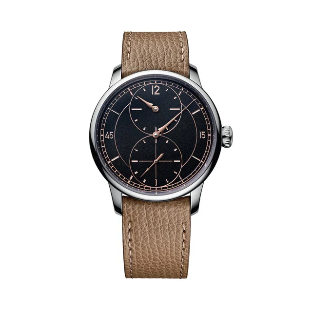Louis Erard Régulateur Gravé Noir 39mm - Black on Leather Strap 85248AA13.BVA158 kol saati