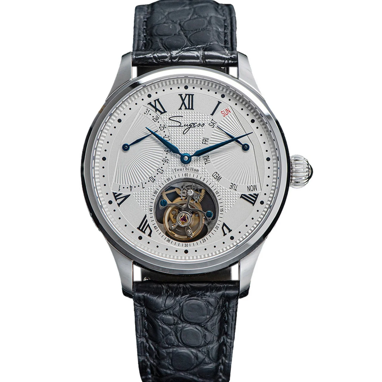 Sugess Tourbillon Master SU8004BKR Black Roman Numerals 41 mm kol saati