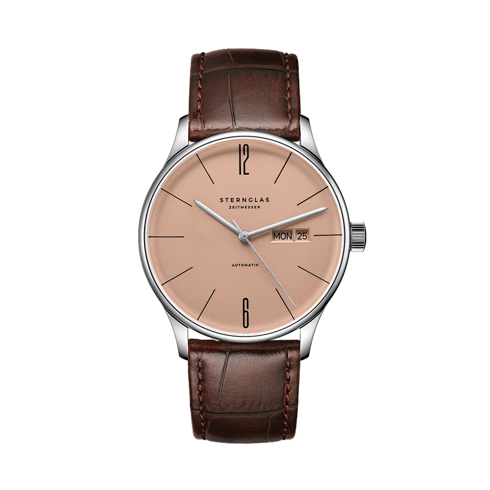 Sternglas Berlin Automatic 38mm - Copper-Beige on Leather Strap S02-BE56-HE05 38 mm kol saati