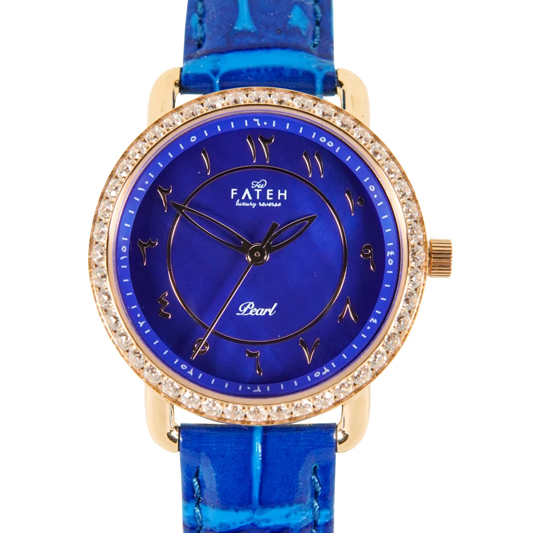 Fatehwatches Pearl Rosegold Blue 38 mm kol saati