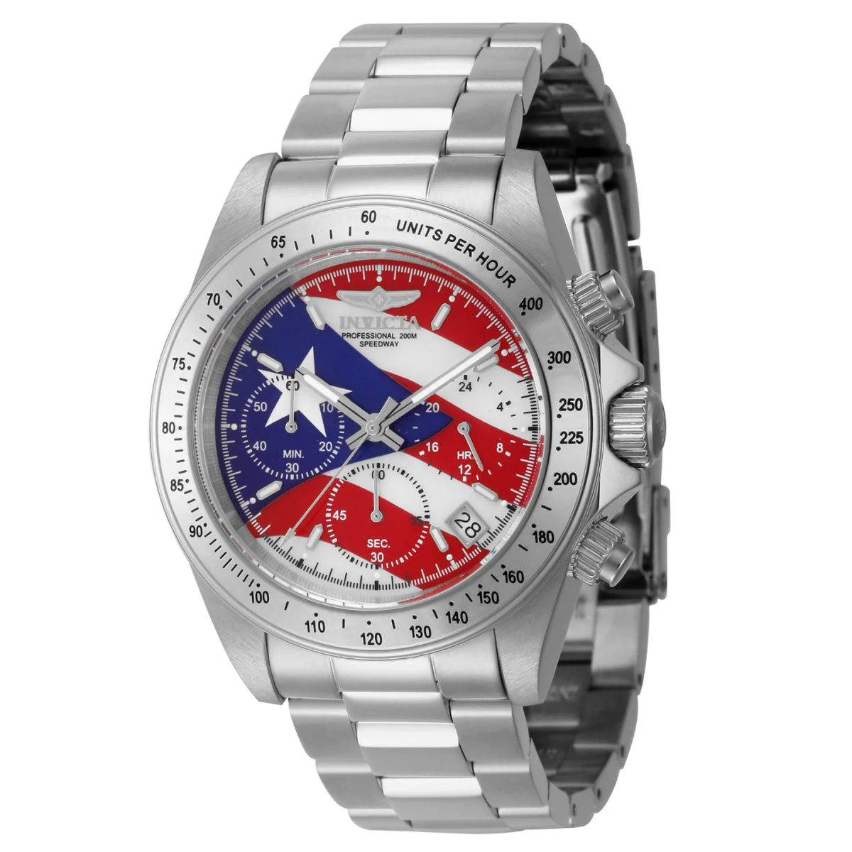 Invicta Speedway Puerto Rico Flag Watch w/ Mother of Pearl Dial - 40mm, Steel (46111) 40 mm kol saati