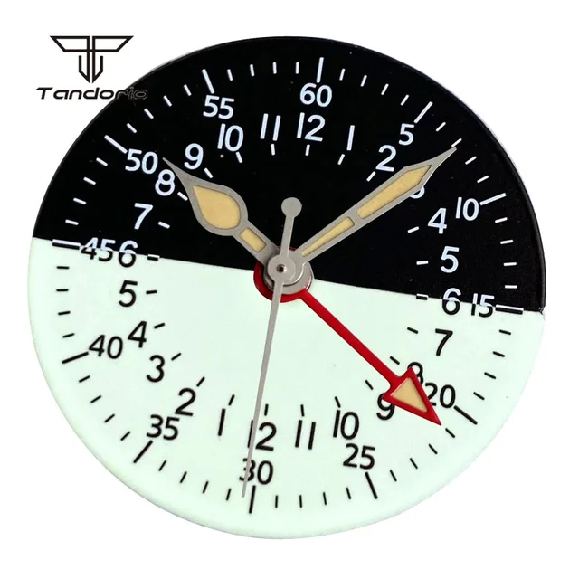 Tandorio Watch Dial Black White Two Tone Face Hands Accessories NH34 Mechanical GMT Watche
