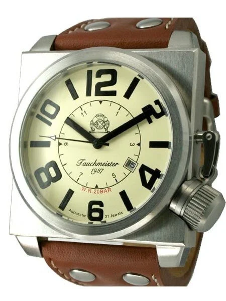 Tauchmeister XXL Automatic Military Watch with 48mm Square Case T0209 48 mm kol saati