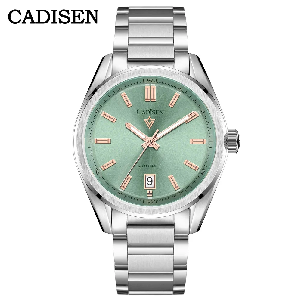 Tandorio CADISEN C8227 Dress Watch Luminous NH35 AR Sapphire 10Bar 40MM 14:173#blue 40 mm kol saati