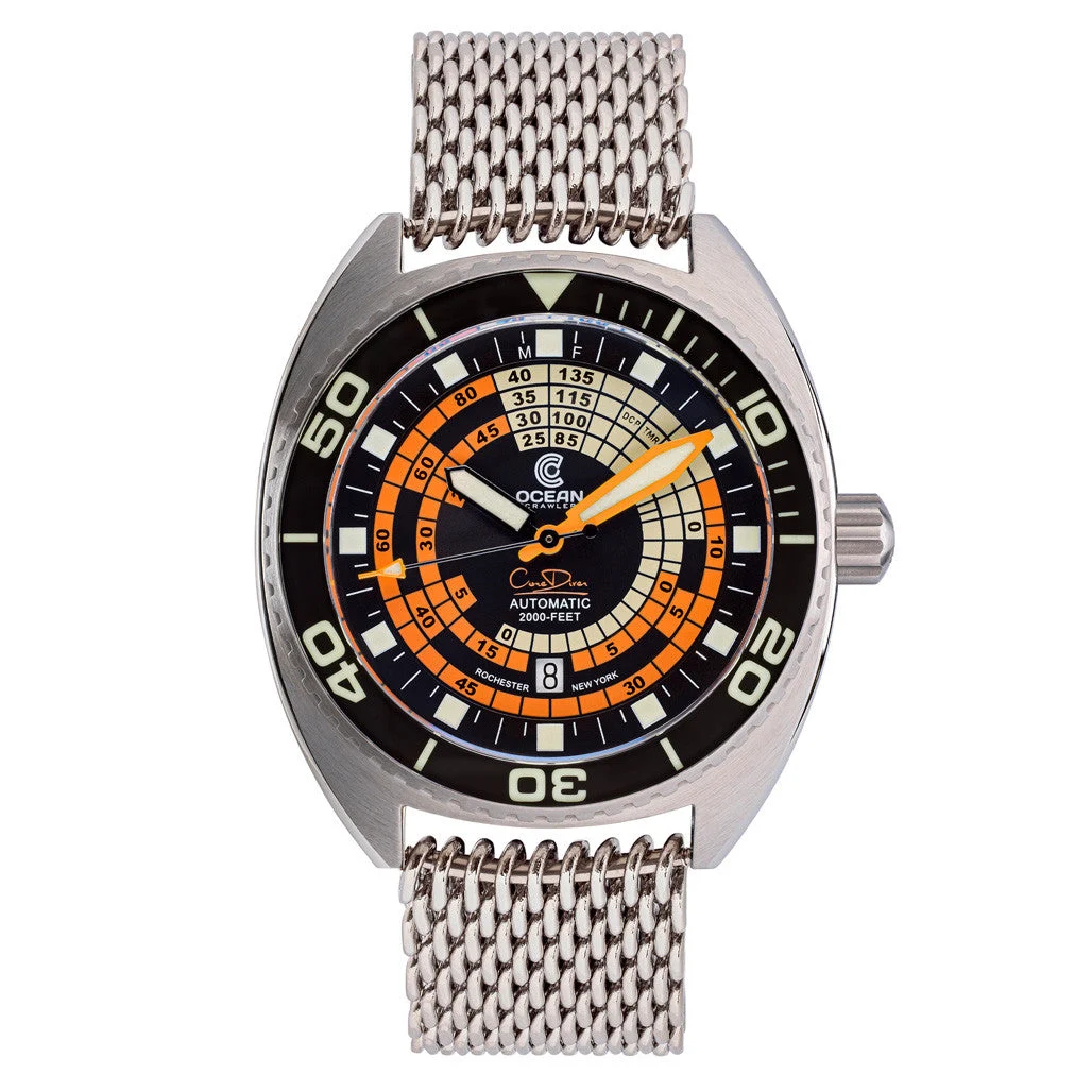 Ocean Crawler Core Diver V4 with Black and Orange Decompression Dial #OC-DCT-BLK kol saati