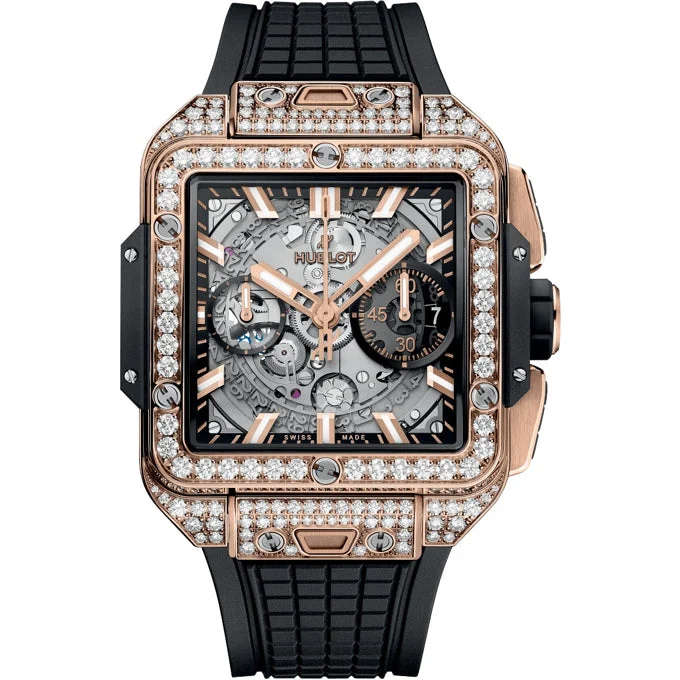 Hublot Square Bang Unico King Gold Pavé 42mm 821.OX.0180.RX.1604 42 mm kol saati