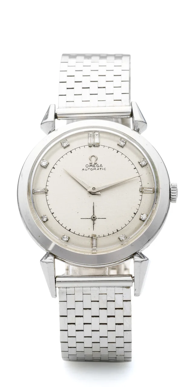 OMEGA OMEGA, REF. PA 14.315, PLATINUM A very fine and extremely rare, self-winding, platinum wristwatch with diamond indexes. kol saati