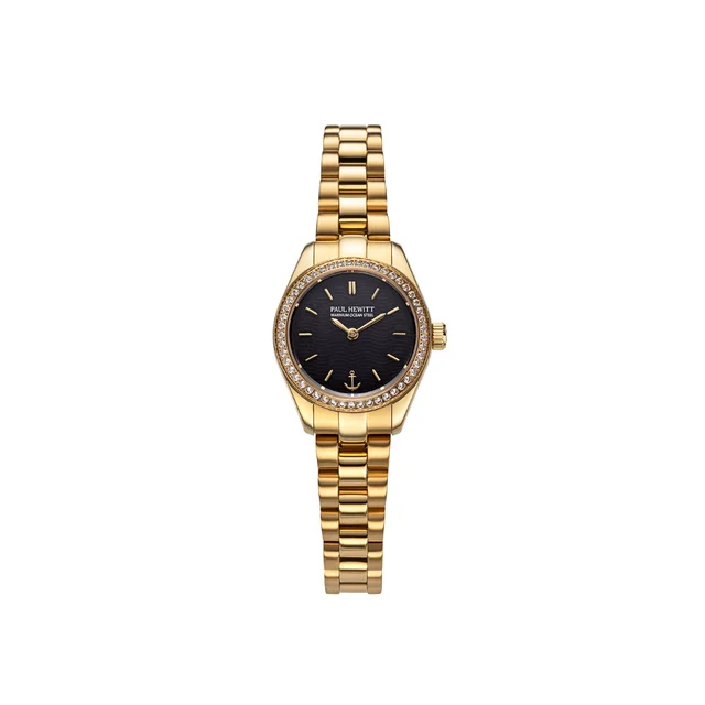 Default Petit Soleil Round Uhr Gold Schwarz Crystal PH-W-1179 kol saati