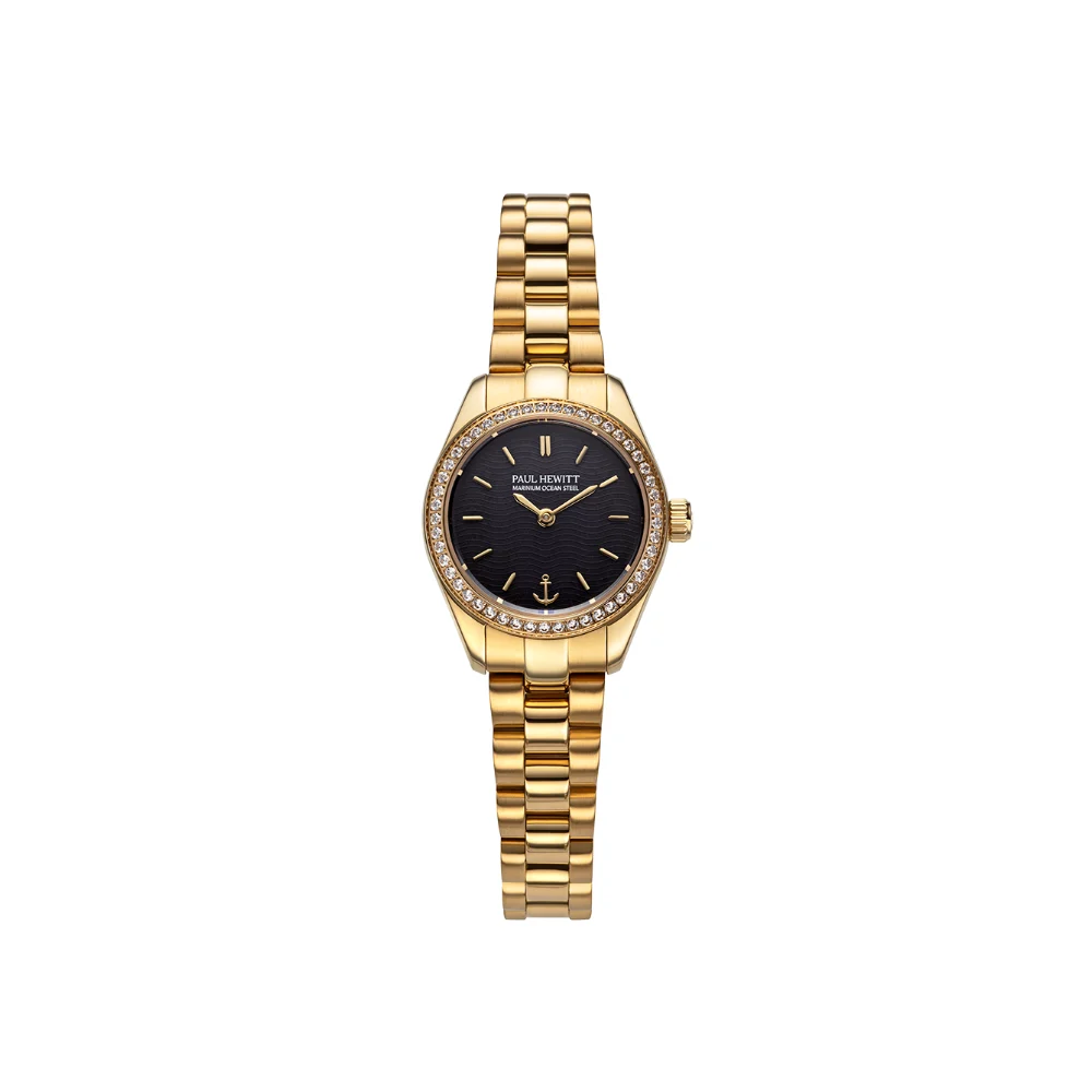 Default Petit Soleil Round Uhr Gold Schwarz Crystal PH-W-1179 kol saati
