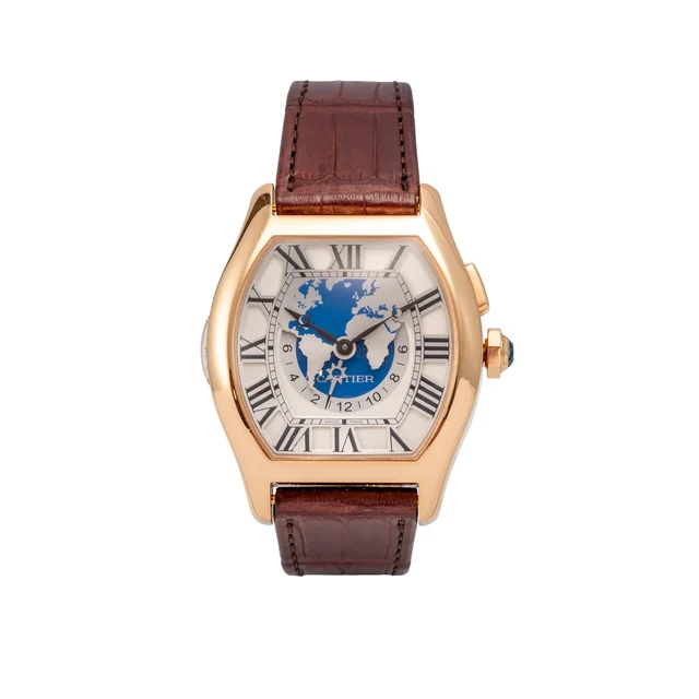 Cartier CARTIER REF. 3328, MULTIPLE-TIME ZONES; "TORTUE MULTIFUSEAUX"; 18K PING GOLD kol s