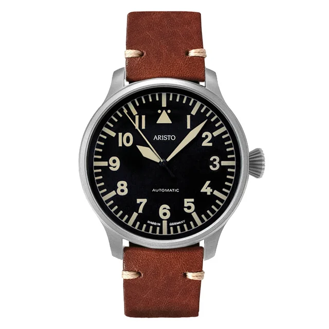 Aristo Swiss Automatic Pilot Watch with Black A-Dial #3H232 kol saati