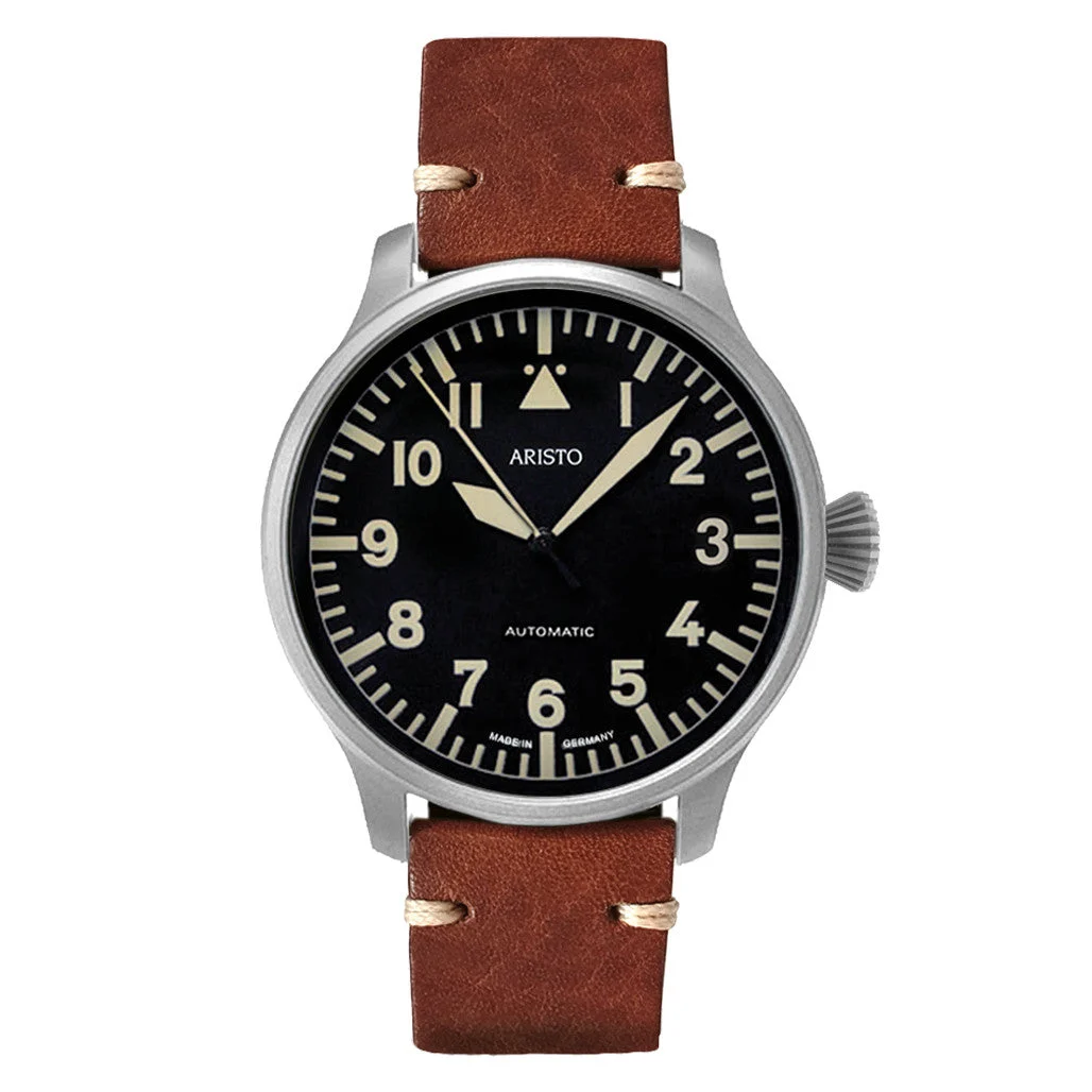 Aristo Swiss Automatic Pilot Watch with Black A-Dial #3H232 42 mm kol saati